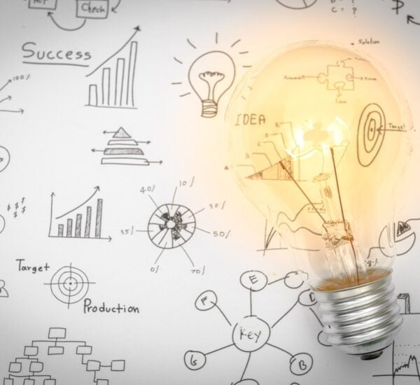 Light bulb with drawing graph